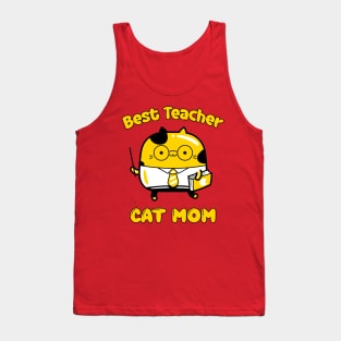 Best teacher and cat mom, funny cartoon cat Tank Top